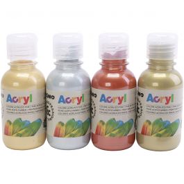 PRIMO Acrylfarbe in ausgezeichneter Qualität, Metallic-Farben, 4x125 ml/ 1 Pck [HOB-638397]