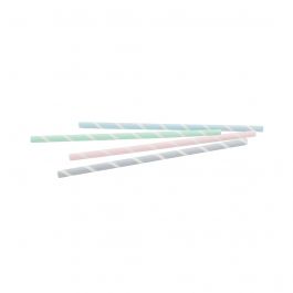 Jumbo-Trinkhalme Papier 23 cm, Ø 0,8 cm Pastell gestreift (3450 Stück) [GB-DCD00189]