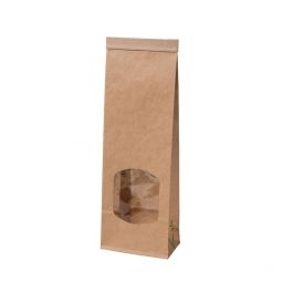 Umweldfreundliche kraft Tüte Braun mit Fenster 8.8x4.7x26 cm wiederverschließbar (500 Stück) [GB-DRE02760]