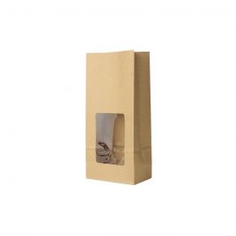 Umweltfreundliche Kraft Tüte mit Fenster Braun 11x6x23,5 cm (500 Stück) [GB-DRE03951]