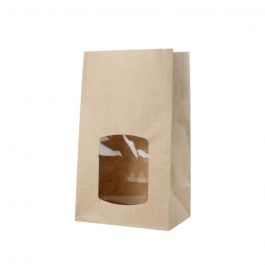 Umweltfreundliche Kraft Tüte mit Fenster Braun 15x10x25 cm (500 Stück) [GB-DRE03961]