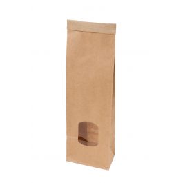 Kraft Tüte mit Fenster Braun 7,5x4,5x24 cm wiederverschließbar (500 Stück) [GB-DRE03990]