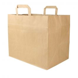 Kraft-Papier-Träger Tüte Braun 32x22x27 cm  (250 Stück) [GB-DSE02305]
