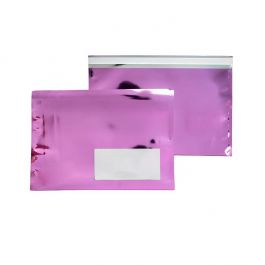 Glamour-Versandtaschen Metallisch Rosa mit Sichtfenster 24.1x15.2cm (100 Stück) [MMW96PK]