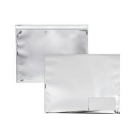 Glamour-Versandtaschen Metallisch Silber mit Sichtfenster 30.5x23cm  (100 Stück) [MMW129S]