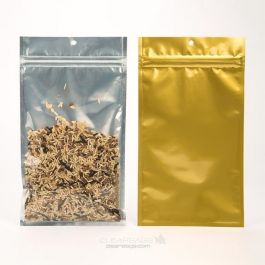 Druckverschlussbeutel Transparent/Gold 12.7x20.8cm mit Aufhängeloch (100 Stück) [HZBB6CG]