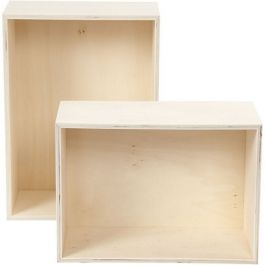 Aufbewahrungskästen Sperrholz - Rechteckig 27x19.5cm + 31x22.5cm (2 Stck.) [HOB56160]