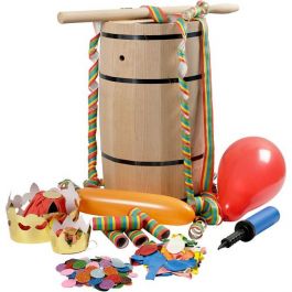 Holzfass, gefüllt mit Karnevals-Artikeln, H 54 cm, Buche, groß, 1Set [HOB59207]