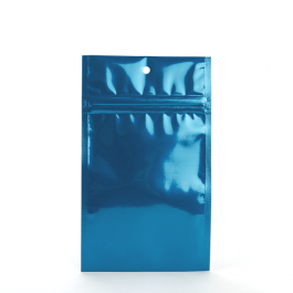 Druckverschlussbeutel Blau Metallisiert 7.5x11.5cm mit Aufhängeloch (100 Stück) [HZBB3MBL]