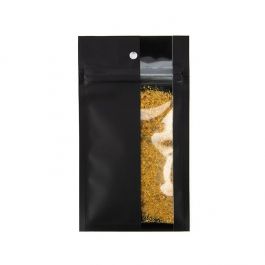 Druckverschlussbeutell Matt Schwarz mit vertikalen Fenster 7,6x11,4 cm (100 Stück) [HZBV3MB]