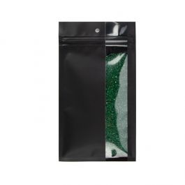 Druckverschlussbeutell Matt Schwarz mit vertikalen Fenster 10,2x16,5 cm (100 Stück) [HZBV5MB]