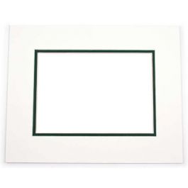 Fertig-Passepartouts mit 19.3x24.5cm Fenster - Weiß/Dunkelgrün doppelte Dicke - 27.9x35.6cm Außenrahmen (10 Stück) [MD20208]