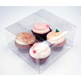 Cupcake-Boxen für 4 Cupcakes 19.1x17.8x10.2cm Transparent (100 Stück) [CBS177O]