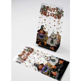 Bedruckte Beutel Happy Halloween 10,2x6,4x24,1cm mit Seitenfalten (100 Stück) [G4TOT]