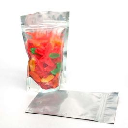 Standbodenbeutel Transparent/Silber 12x7.5x18.5cm | 110 Gramm (100 Stück) [ZBGS46]