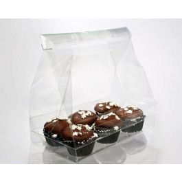 Cupcake-Beutel mit Einsatz für 6 Mini-Cupcakes 17.8x10.2x22.9cm Transparent (100 Stück) [CBG6O]