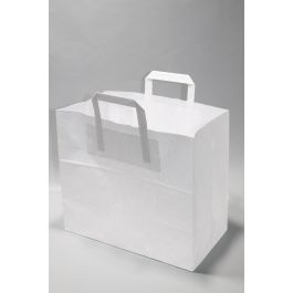 Öko Papiertragetaschen Weiß 26x12x35cm (50 Stück) [PADW2635]
