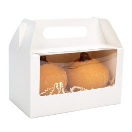 Papierboxen mit Griffen Weiß 17.8x10.2x10.2cm mit Sichtfenster (25 Stück) [WGWG173]