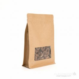 Kaffeebeutel Kraft 12.7x7.6x20.3cm mit Fenster (100 Stück) [SQMS7K]
