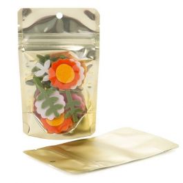 Standbodenbeutel Transparent/Mattgold 8x5x13cm | 28 Gramm (100 Stück) [ZBGMG1]