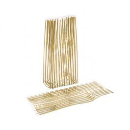 Bedruckte Beutel Streifen Gold 12.5x8x29 cm mit Seitenfalten (100 Stück) [G5VSG]