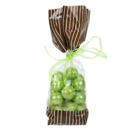 Bedruckte Beutel Braun mit Creme Streifen - 6.7x4.8x27.3cm mit Seitenfalten (100 Stück) [G2BNC]