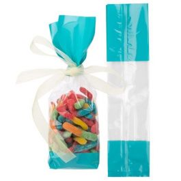 Bedruckte Beutel Türkis - 6.7x4.8x27.3cm mit Seitenfalten (100 Stück) [G2TL]