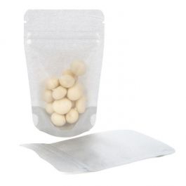 Standbodenbeutel Reispapier Transparent/Silber 8x5x13cm | 28 Gramm (100 Stück) [ZBGR1SC]