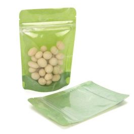Standbodenbeutel Reispapier Transparent/Grün 10.2x6x15.2cm | 57 Gramm (100 Stück) [ZBGR2GRC]