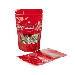 Standbodenbeutel Rot mit Weihnachtsdruck 13x7.9x20.6cm (25 Stück) [ZBGW3O]