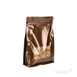 Kaffeebeutel Bronze 12.7x4.4x16.5cm mit Fenster (100 Stück) [SQMS3BZ]