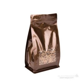 Kaffeebeutel Bronze 12.7x7.6x20.3cm mit Fenster (100 Stück) [SQMS7BZ]