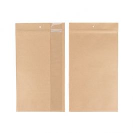 Druckverschlussbeutel Kraft mit vertikalem Fenster 17.8x30.5 cm (100 Stück) [HZBV8K]
