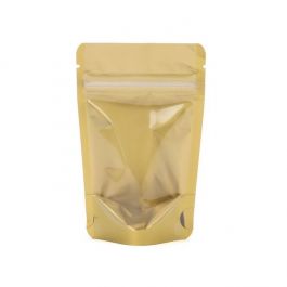 Standbodenbeutel Transparent/Gold 10.2x6x15.2cm | 57 Gramm (100 Stück) [ZBGGC2]