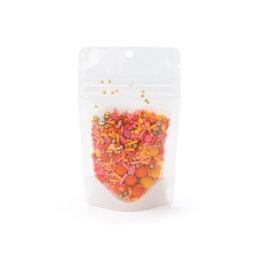 Standbodenbeutel Reispapier Transparent/Weiß 8x5x13cm | 28 Gramm mit Aufhängeloch (100 Stück) [ZBGR1WCH]