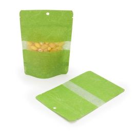 Standbodenbeutel Reispapier Grün 10.2x6x15.2cm | 57 Gramm mit Aufhängeloch (100 Stück) [ZBGR2GRH]