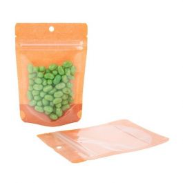 Standbodenbeutel Reispapier Transparent/Orange 10.2x6x15.2cm | 57 Gramm (100 Stück) [ZBGR2HO]