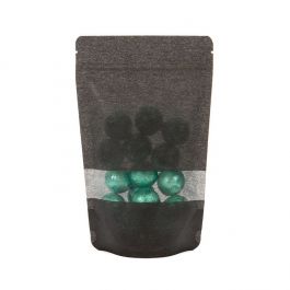 Standbodenbeutel Reispapier Schwarz 13x7.9x20.6cm | 110 Gramm mit Fenster (100 Stück) [ZBGR3B]