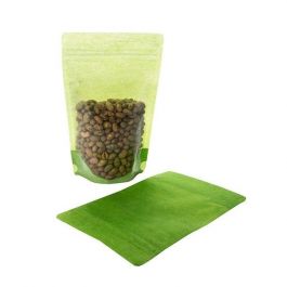 Standbodenbeutel Reispapier Transparent/Grün 13x7.9x20.6cm | 110 Gramm (100 Stück) [ZBGR3GRC]