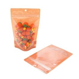 Standbodenbeutel Reispapier Transparent/Orange 13x7.9x20.6cm | 110 Gramm (100 Stück) [ZBGR3HO]