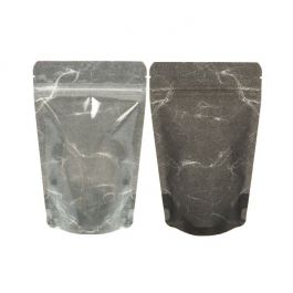 Standbodenbeutel Reispapier Transparent/Schwarz 11.9x7.6x18.4cm | 110 Gramm (100 Stück) [ZBGR46BC]