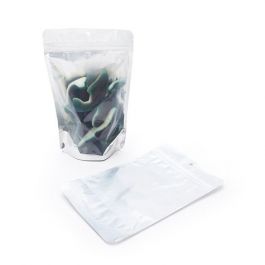 Standbodenbeutel Transparent/Silber 13x8x20.5cm | 110 Gramm mit Aufhängeloch (100 Stück) [ZBGS3H]