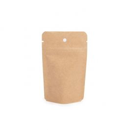 Standbodenbeutel Kraft 8x5x13cm | 28 Gramm mit Aufhängeloch (100 Stück) [ZBGSK1H]