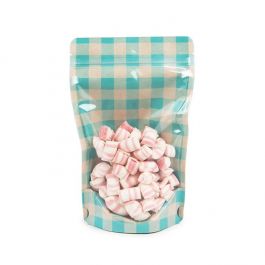 Standbodenbeutel Transparent/Blau pastellfarben kariert 13x7,9x20,6 cm (25 Stück) [ZBGSW3BLP]