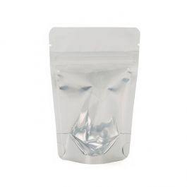 Standbodenbeutel Transparent/Weiß 8x5x13cm | 28 Gramm (100 Stück) [ZBGW1]