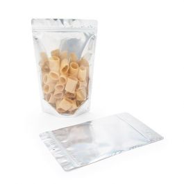 Standbodenbeutel Transparent/Weiß 17x9x28.5cm | 340 Gramm mit Aufhängeloch (100 Stück) [ZBGW4H]