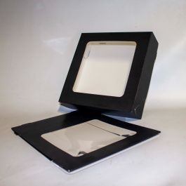 Pappschachteln Kraft schwarz mit Fenster 21.5x6x21.5 cm (25 Stück) [TBB21216]