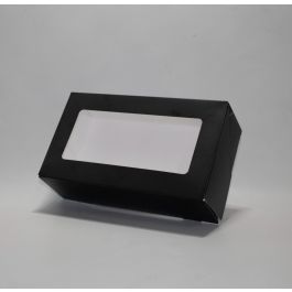 Pappschachteln Kraft schwarz mit Fenster 21.5x6.4x12 cm (125 Stück) [TB2112B]